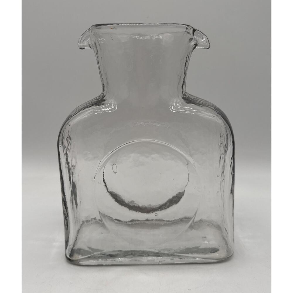 Blenko 384 Double Spout Water Bottle Vase Clear Has Inclusion As Shown